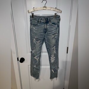 American Eagle Outfitters Men's Ripped Light Blue Skinny Jeans